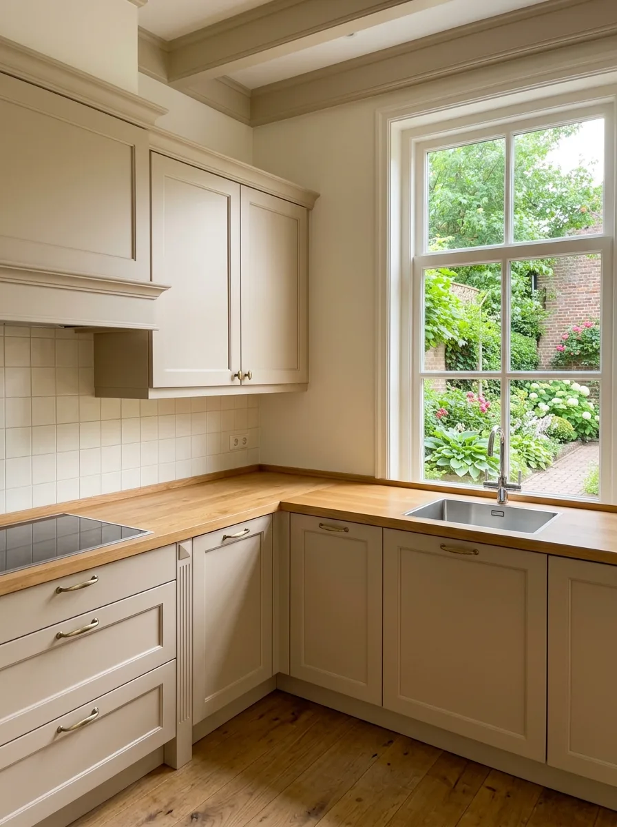 Landelijke keuken in sahara beige met open planken